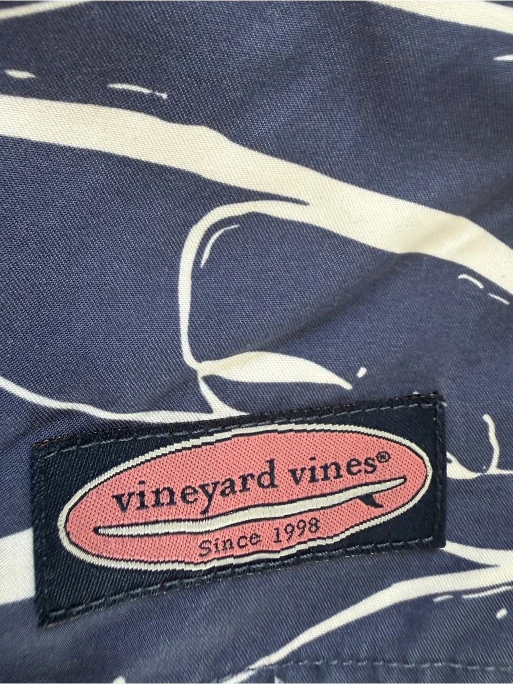 Vineyard Vines Navy & White Whale Pattern Swim Trunks